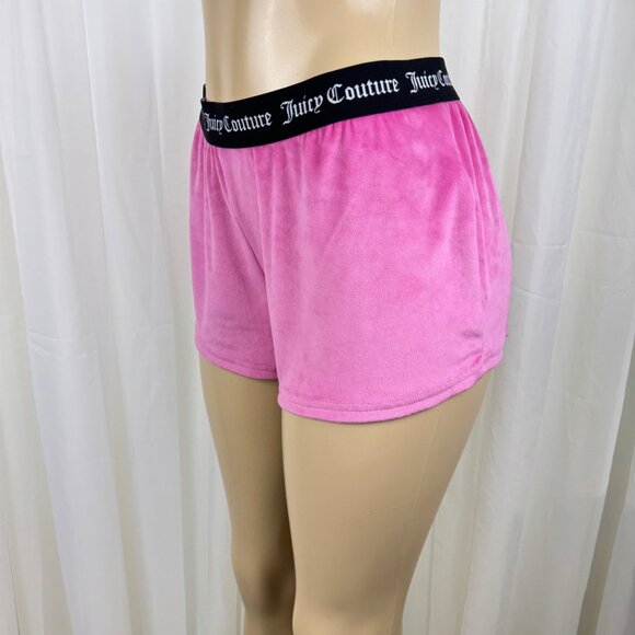 NWOT Juicy Couture Velour Velvet Fleece Bling Shorts Sleepwear MD Pink Spell Out - Picture 4 of 8